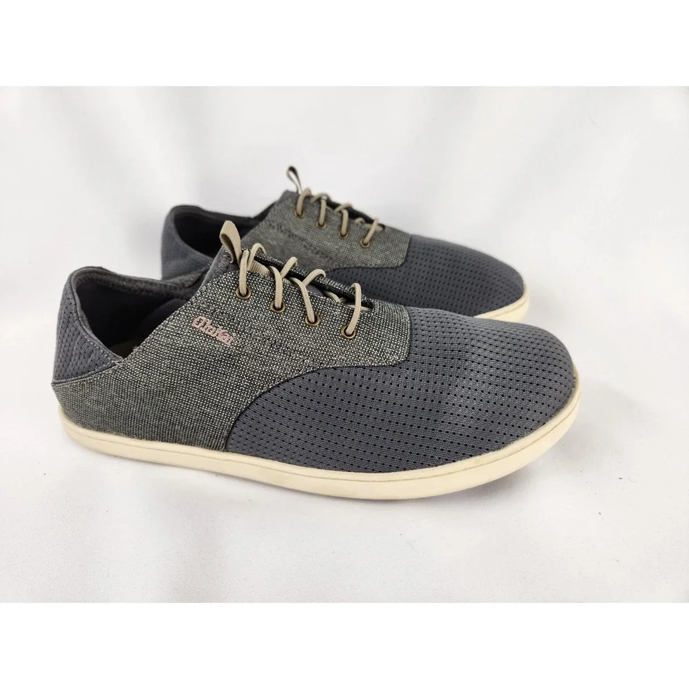 OluKai Men's Nohea Moku Sneaker‎ Size 9.5 Grey Shoes Slip On Loafer Boat Beach